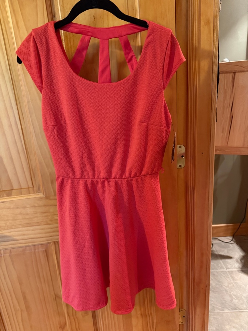 Iz Byer Coral Pink Fit-and-Flare Dress